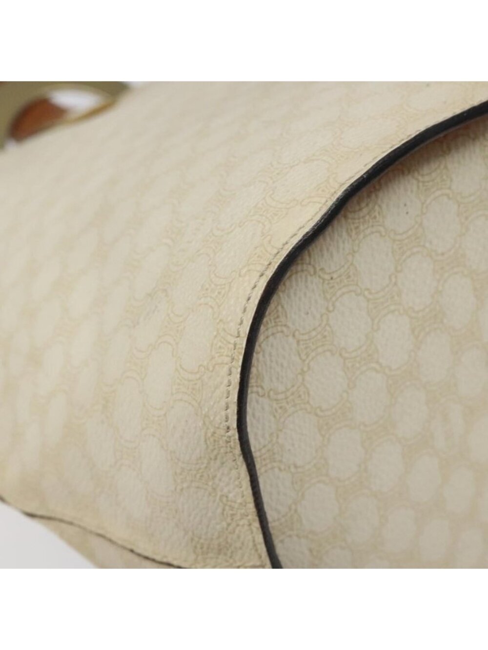 Authentic CELINE Macadam Canvas Circle Shoulder Bag PVC Leather White - Picture 8 of 16